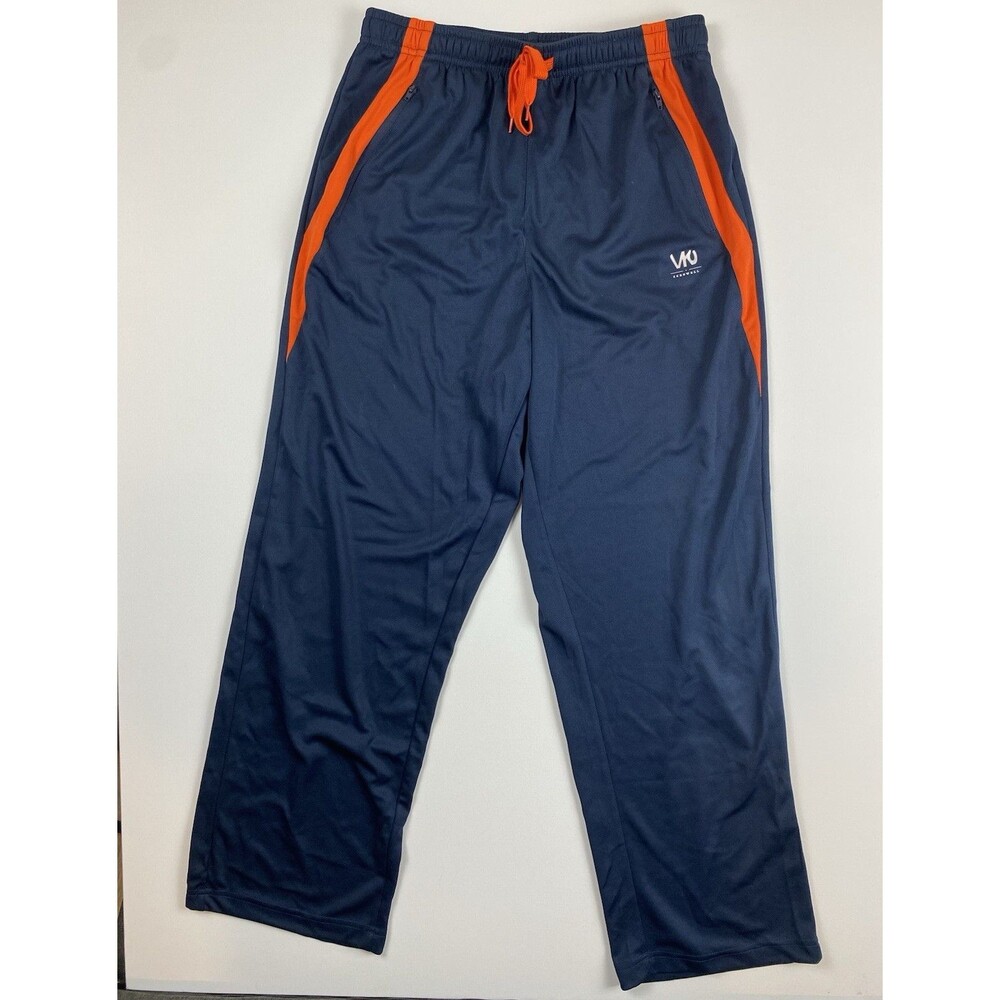 ZEROWELL Men’s Track Pants M Blue/Orange Drawstring Elastic Waist Zip Pocket